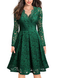 Floral Lace 2/3 Sleeves Swing Dress - Aisize - New Vintage Simplified Design