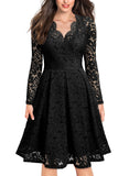 Floral Lace 2/3 Sleeves Swing Dress - Aisize - New Vintage Simplified Design