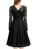 Floral Lace 2/3 Sleeves Swing Dress - Aisize - New Vintage Simplified Design