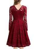 Floral Lace 2/3 Sleeves Swing Dress - Aisize - New Vintage Simplified Design