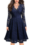 Floral Lace 2/3 Sleeves Swing Dress - Aisize - New Vintage Simplified Design