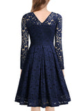 Floral Lace 2/3 Sleeves Swing Dress - Aisize - New Vintage Simplified Design