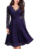 Floral Lace 2/3 Sleeves Swing Dress - Aisize - New Vintage Simplified Design