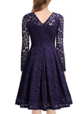 Floral Lace 2/3 Sleeves Swing Dress - Aisize - New Vintage Simplified Design