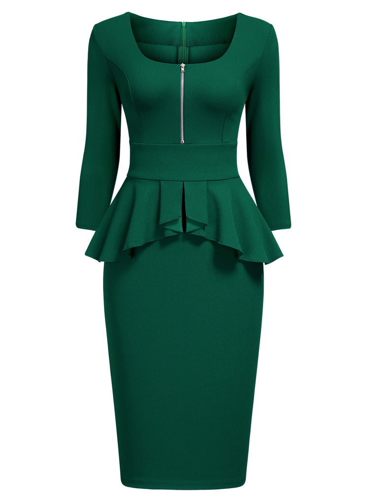 Ruffle Style Slim Work Pencil Dress - Aisize - New Vintage Simplified Design