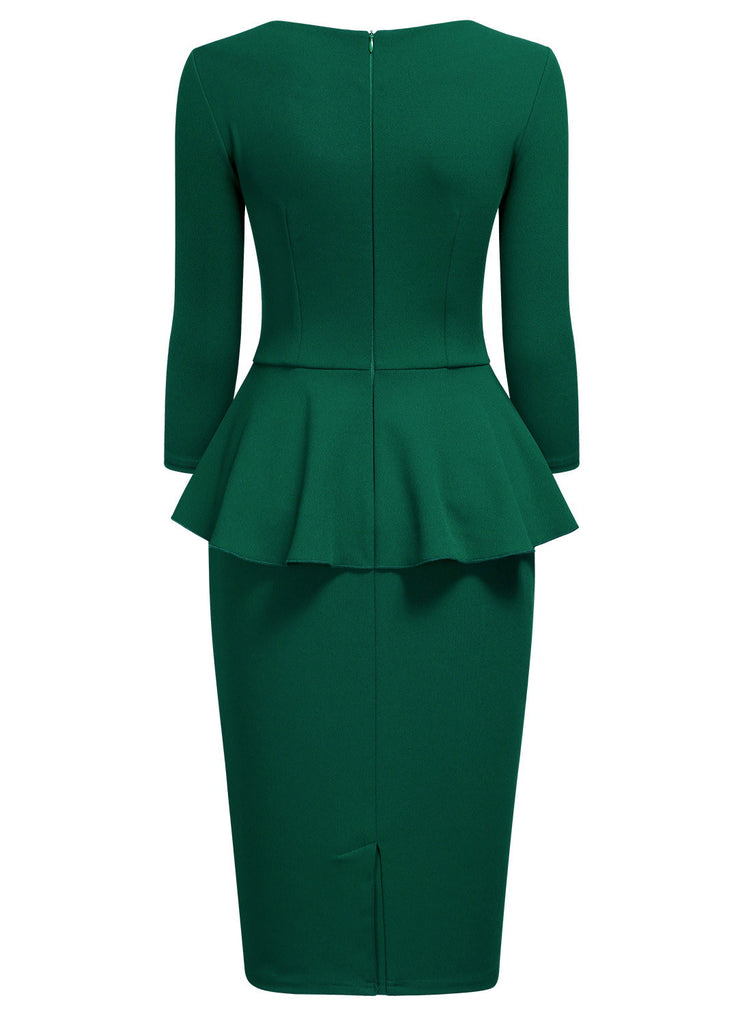 Ruffle Style Slim Work Pencil Dress - Aisize - New Vintage Simplified Design