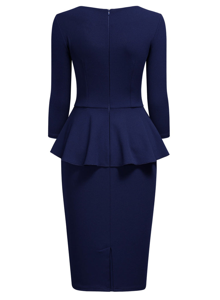 Ruffle Style Slim Work Pencil Dress - Aisize - New Vintage Simplified Design
