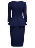 Ruffle Style Slim Work Pencil Dress - Aisize - New Vintage Simplified Design