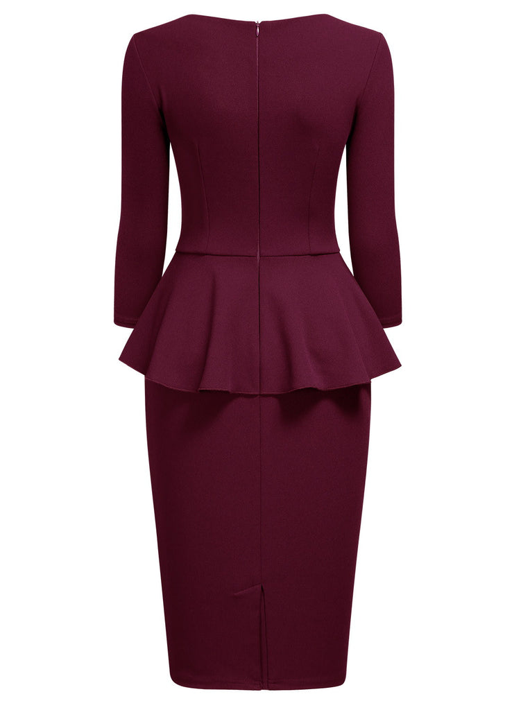 Ruffle Style Slim Work Pencil Dress - Aisize - New Vintage Simplified Design
