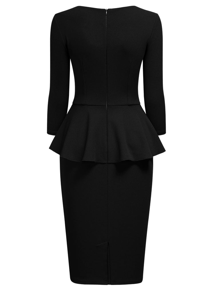 Ruffle Style Slim Work Pencil Dress - Aisize - New Vintage Simplified Design