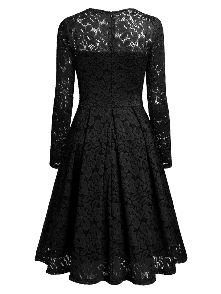 Floral Lace 2/3 Sleeves Swing Dress - Aisize - New Vintage Simplified Design