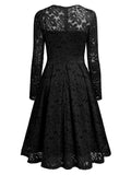 Floral Lace 2/3 Sleeves Swing Dress - Aisize - New Vintage Simplified Design