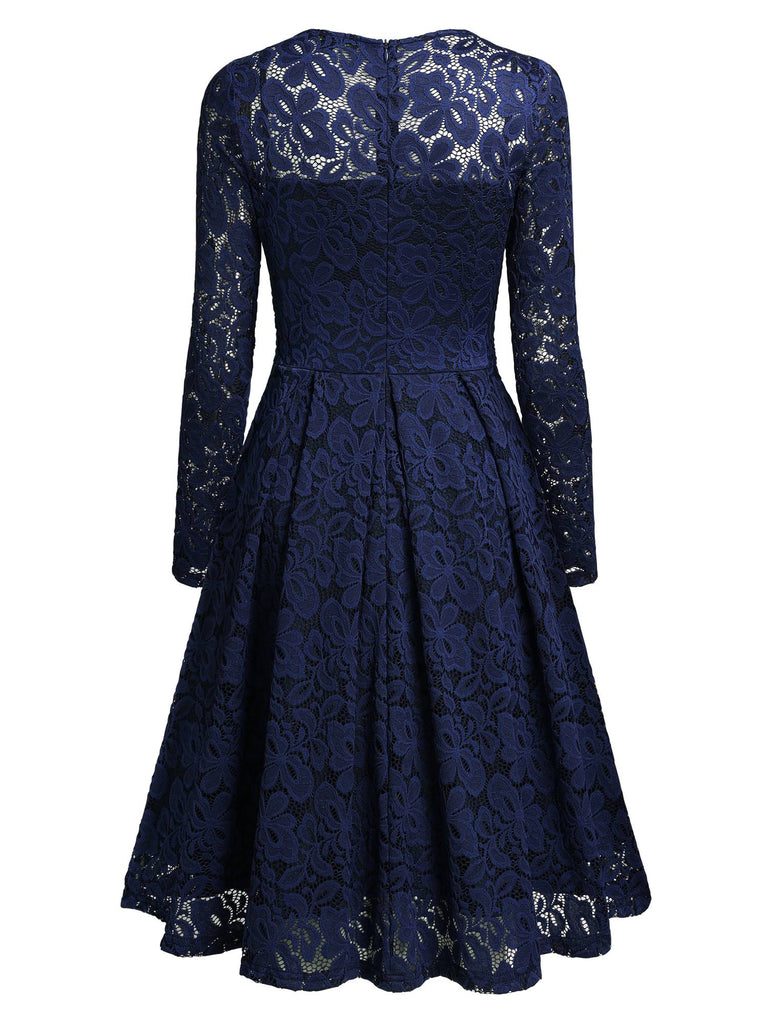 Floral Lace 2/3 Sleeves Swing Dress - Aisize - New Vintage Simplified Design