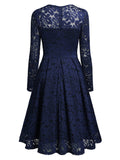 Floral Lace 2/3 Sleeves Swing Dress - Aisize - New Vintage Simplified Design