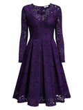 Floral Lace 2/3 Sleeves Swing Dress - Aisize - New Vintage Simplified Design