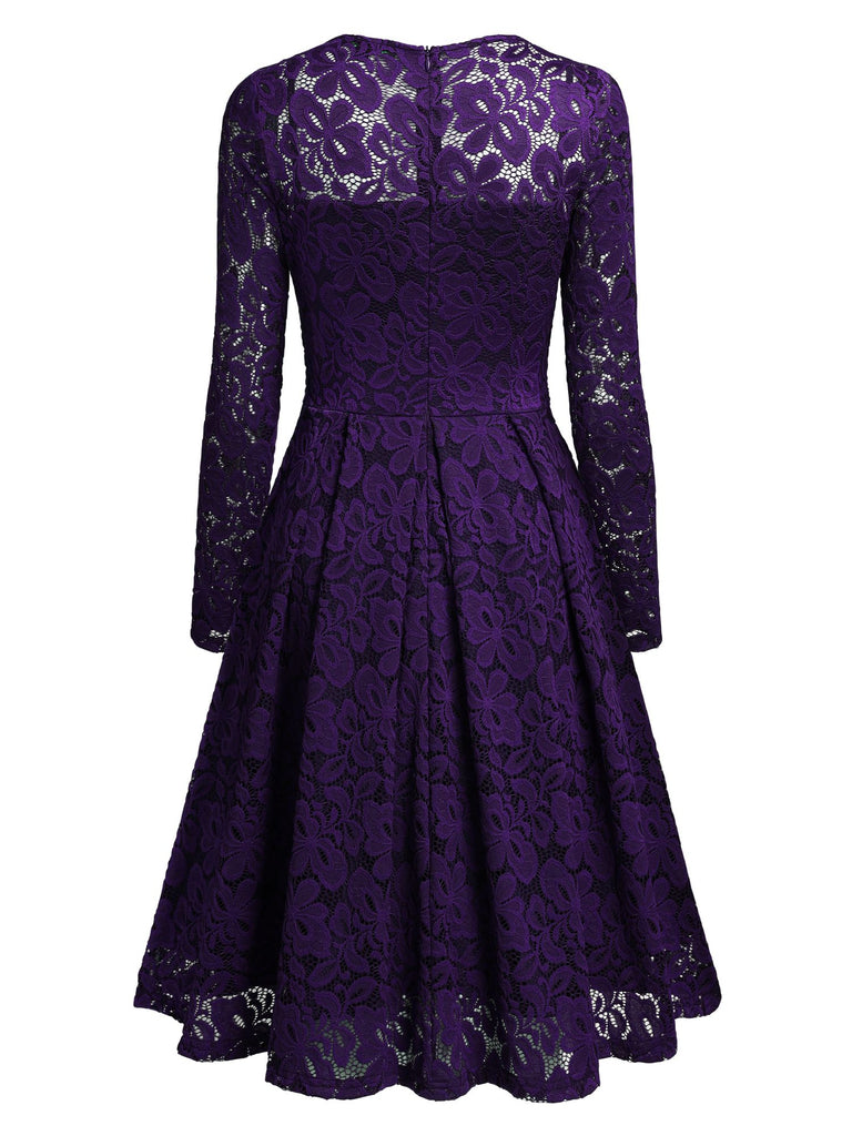 Floral Lace 2/3 Sleeves Swing Dress - Aisize - New Vintage Simplified Design