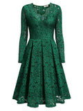 Floral Lace 2/3 Sleeves Swing Dress - Aisize - New Vintage Simplified Design