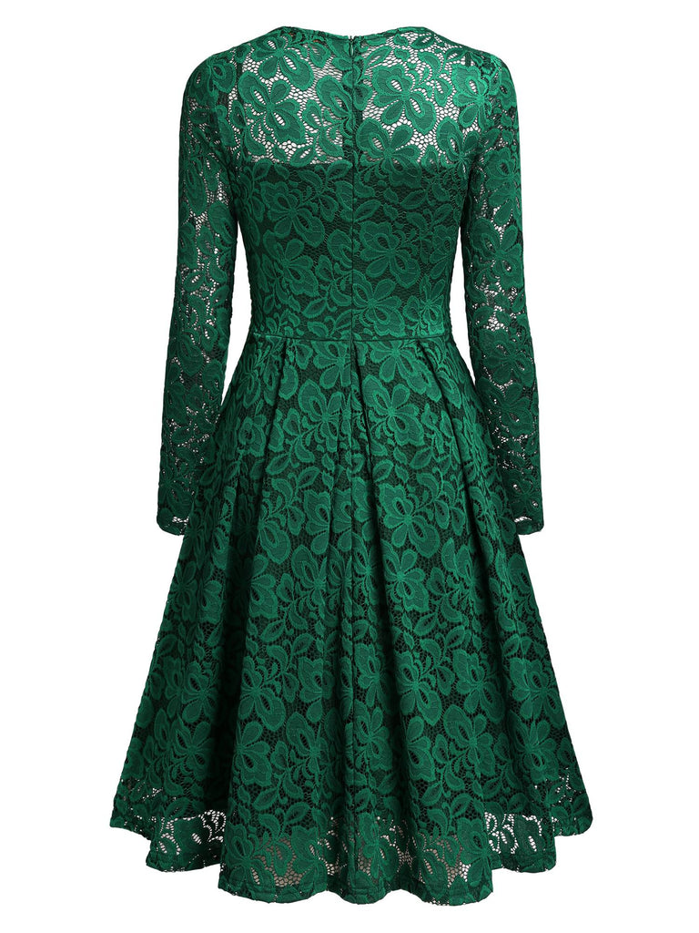 Floral Lace 2/3 Sleeves Swing Dress - Aisize - New Vintage Simplified Design