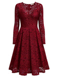 Floral Lace 2/3 Sleeves Swing Dress - Aisize - New Vintage Simplified Design