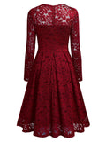 Floral Lace 2/3 Sleeves Swing Dress - Aisize - New Vintage Simplified Design