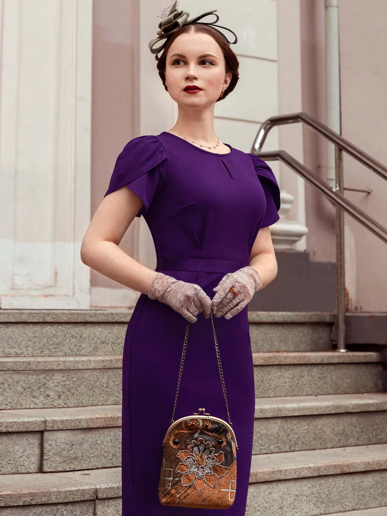 Women's Elegant Puff Sleeves Keyhole Neck Cocktail Party Pencil Dress Aisize Women's Elegant Puff Sleeves Keyhole Neck Cocktail Party Pencil Dress Aisize