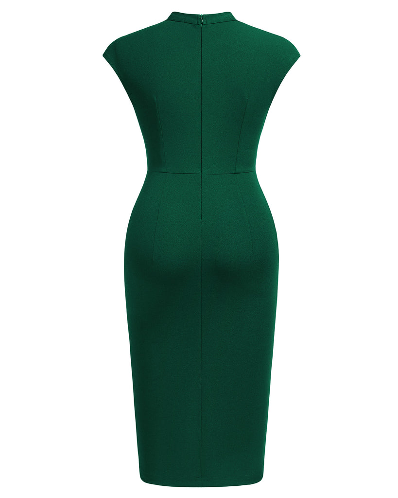 Women's Retro Half Collar Ruched Slim Cocktail Pencil Dress Aisize Women's Retro Half Collar Ruched Slim Cocktail Pencil Dress Aisize