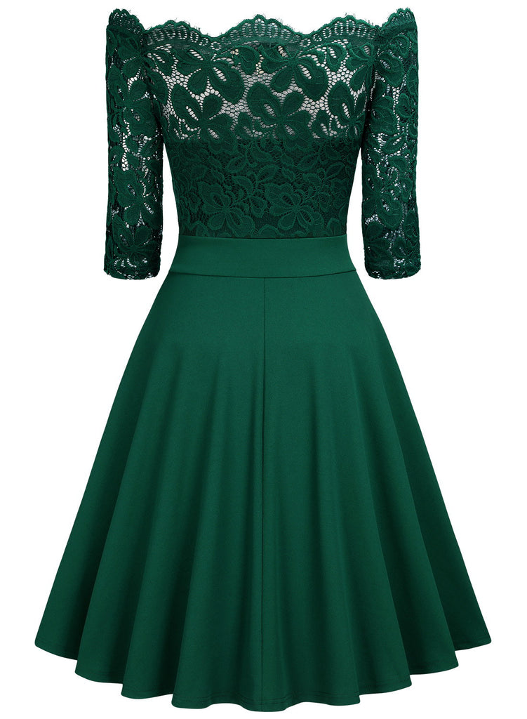 off shoulder dress with sleeves Half Sleevese Off-Shoulder Dress – Aisize