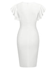 Women's Deep-V Neck Ruffle Sleeves Cocktail Party Dress - Aisize - New Vintage Simplified Design