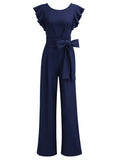 Ruffle Shoulder High Waist Jump Suit - Aisize - New Vintage Simplified Design