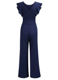 Ruffle Shoulder High Waist Jump Suit - Aisize - New Vintage Simplified Design