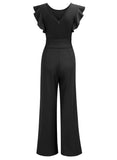 Ruffle Shoulder High Waist Jump Suit - Aisize - New Vintage Simplified Design