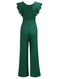 Ruffle Shoulder High Waist Jump Suit - Aisize - New Vintage Simplified Design