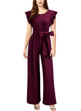 Ruffle Shoulder High Waist Jump Suit - Aisize - New Vintage Simplified Design