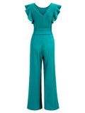 Ruffle Shoulder High Waist Jump Suit - Aisize - New Vintage Simplified Design