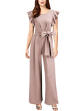 Ruffle Shoulder High Waist Jump Suit - Aisize - New Vintage Simplified Design