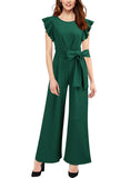 Ruffle Shoulder High Waist Jump Suit - Aisize - New Vintage Simplified Design