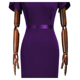 Women's Elegant Puff Sleeves Keyhole Neck Cocktail Party Pencil Dress