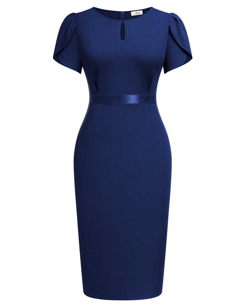 Women's Elegant Puff Sleeves Keyhole Neck Cocktail Party Pencil Dress Aisize Women's Elegant Puff Sleeves Keyhole Neck Cocktail Party Pencil Dress Aisize