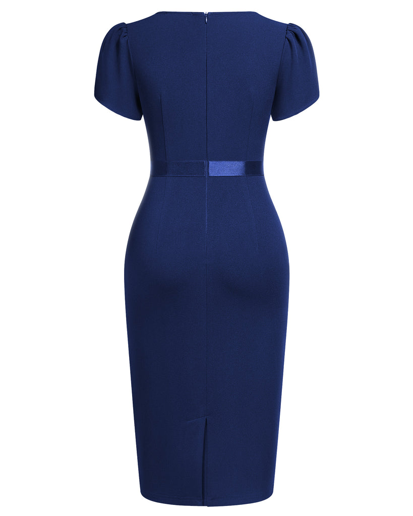 Women's Elegant Puff Sleeves Keyhole Neck Cocktail Party Pencil Dress Aisize Women's Elegant Puff Sleeves Keyhole Neck Cocktail Party Pencil Dress Aisize