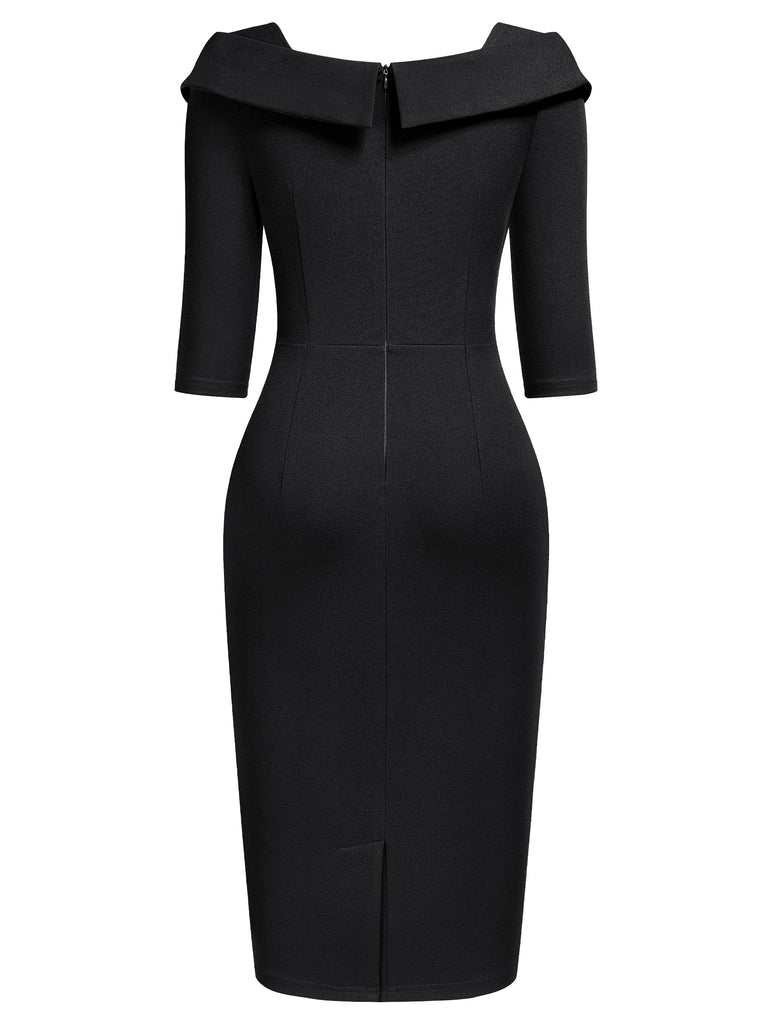 Women's Vintage V-Neck 3/4 Sleeve Ruffle Cocktail Formal Pencil Dress Aisize Women's Vintage V-Neck 3/4 Sleeve Ruffle Cocktail Formal Pencil Dress Aisize