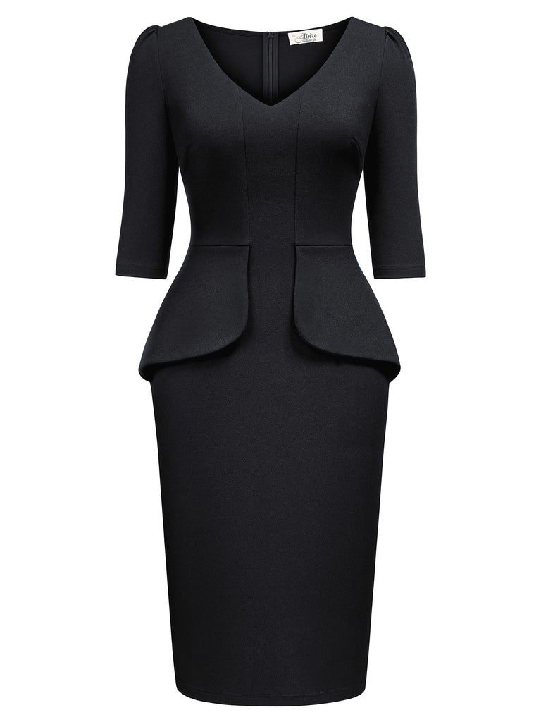 Women's Vintage V-Neck 3/4 Sleeve Fitting Cocktail Pencil Dress Aisize Women's Vintage V-Neck 3/4 Sleeve Fitting Cocktail Pencil Dress Aisize