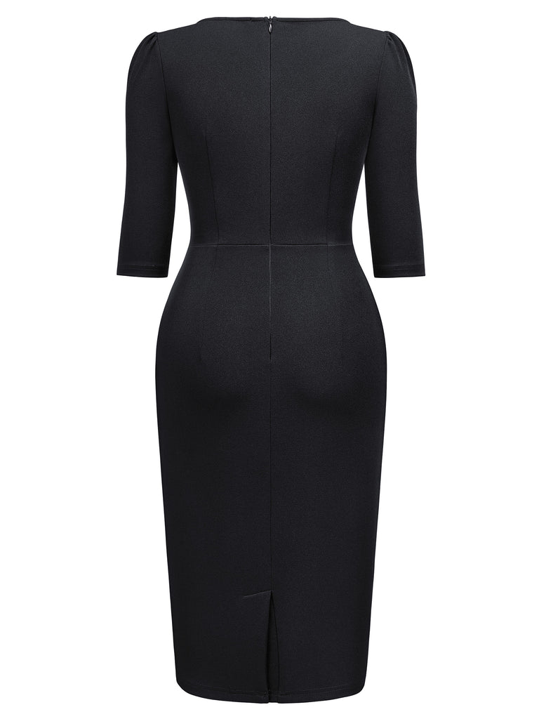 black pencil cocktail dress Summer Work Style Black Formal Pencil Short Dress Women Clothes Elegant Office Hollow Sexy Short Sleeve Slim Party Club Vestidos