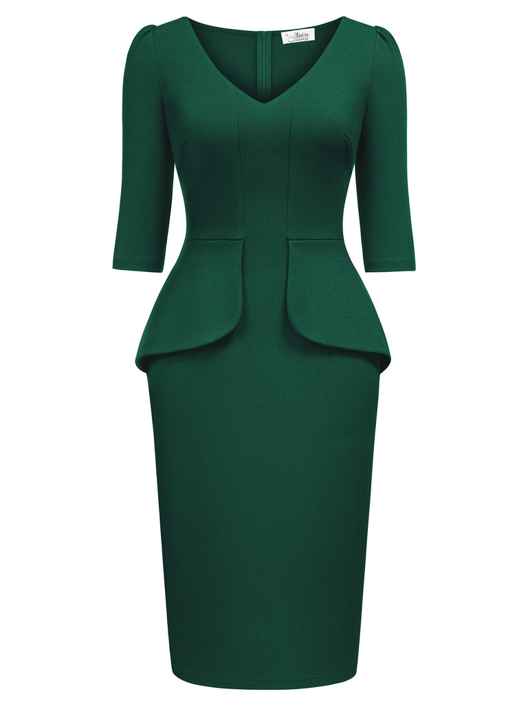 Women's Vintage V-Neck 3/4 Sleeve Fitting Cocktail Pencil Dress Aisize Women's Vintage V-Neck 3/4 Sleeve Fitting Cocktail Pencil Dress Aisize