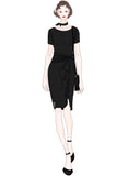 Ruffle Draped Cocktail Knee Dress - Aisize - New Vintage Simplified Design