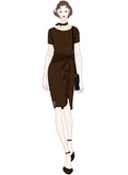 Ruffle Draped Cocktail Knee Dress - Aisize - New Vintage Simplified Design
