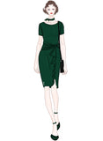 Ruffle Draped Cocktail Knee Dress - Aisize - New Vintage Simplified Design
