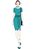 Ruffle Draped Cocktail Knee Dress - Aisize - New Vintage Simplified Design