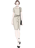 Ruffle Draped Cocktail Knee Dress - Aisize - New Vintage Simplified Design