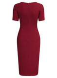 Ruffle Draped Cocktail Knee Dress - Aisize - New Vintage Simplified Design