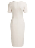 Ruffle Draped Cocktail Knee Dress - Aisize - New Vintage Simplified Design